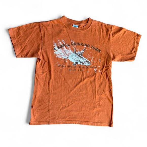 Vintage VTG Y2K Funny Fishing Graphic T-Shirt - Picture 1 of 8